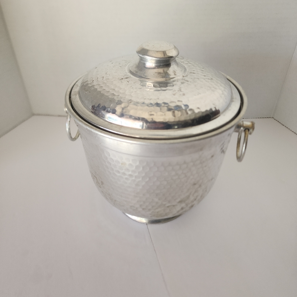 ICE Bucket Vintage Italian Hammered aluminum Lightweight Could Hold Items